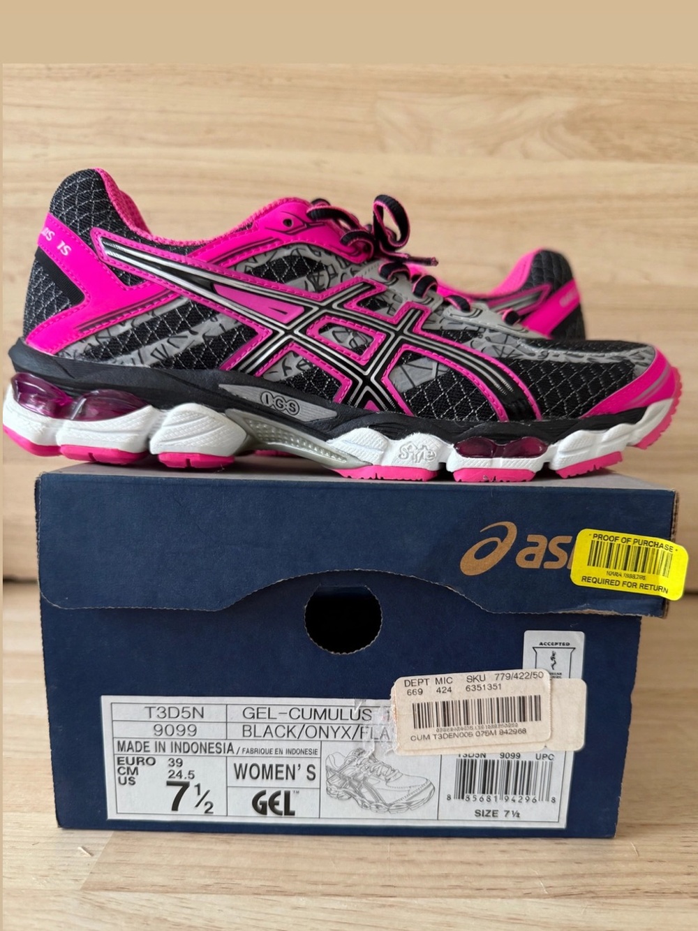 ASICS Women's Running Shoes in Black and Hot Pink